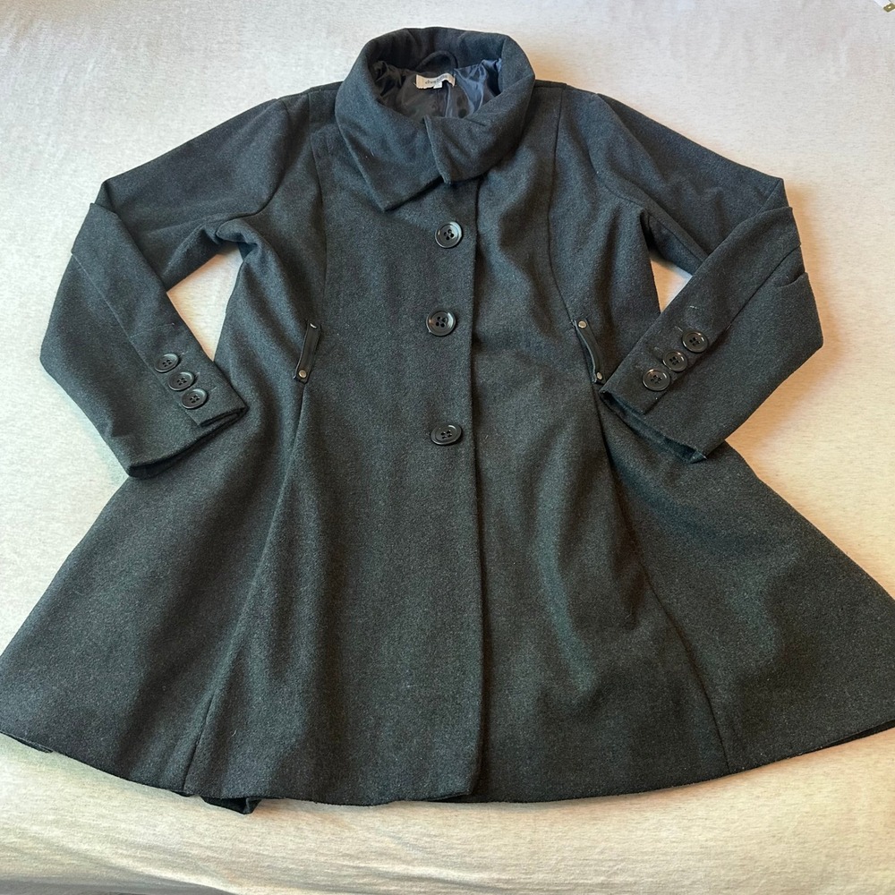 Charlotte Russe Womens XL Charcoal Grey Fit and Flare Pea Coat Jacket